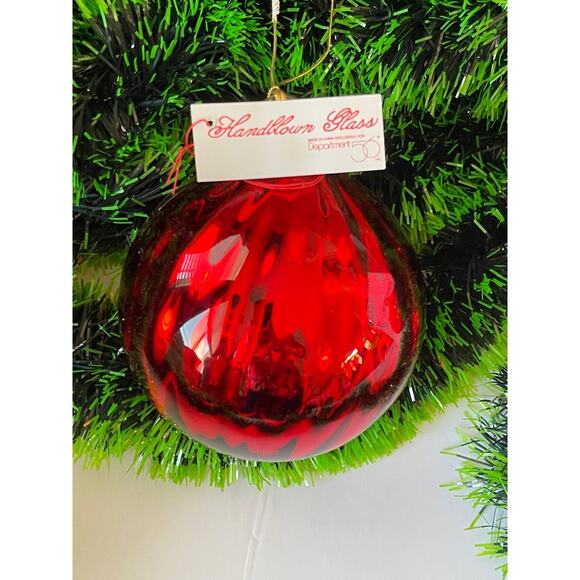Vintage Dept 56 Optic Mercury Glass 130 mm Red Ball Christmas Ornament New - Picture 1 of 9